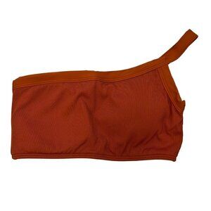 L*Space Women's Axel Single Strap Pull Over Bikini Top Rust Ribbed Size S New